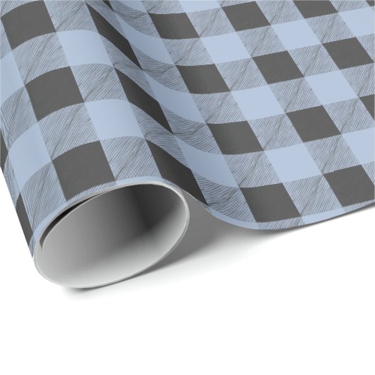 黒伝統的と青のバッファロープレイド ラッピングペーパー (ロールコーナー)