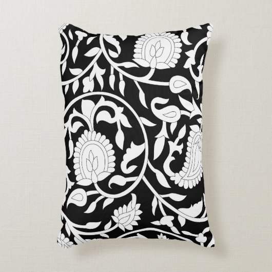 黒伝統的とwhのインディアンペイズリーパターン アクセントクッション (正面(垂直))