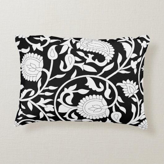 黒伝統的とwhのインディアンペイズリーパターン アクセントクッション (裏面)