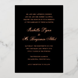 黒伝統的エレガフォーマルントウェディング 箔招待状