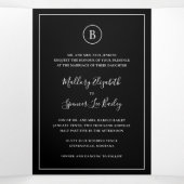 黒伝統的エレガントな結婚式 三つ折り招待状 (内部中)