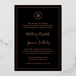 黒伝統的エレガントな結婚式 箔招待状