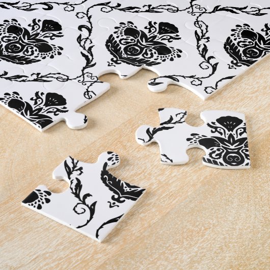 黒伝統的ダマスク ジグソーパズル (側面)