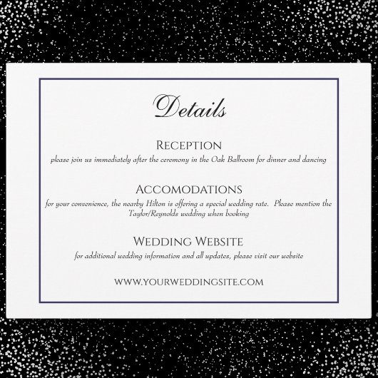 黒伝統的白の結婚詳細 エンクロージャーカード