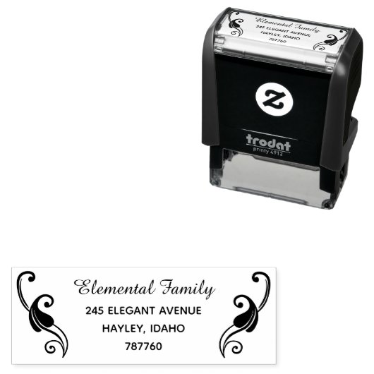 黒伝統的白を渦巻く差出人住所 セルフインキングスタンプ (インサイチュ)