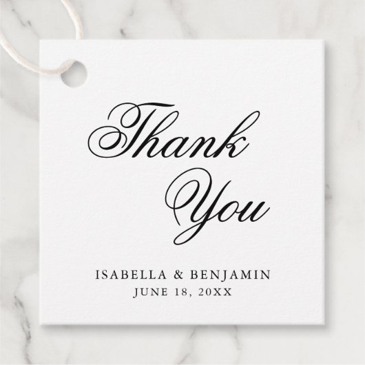 黒伝統的白エレガフォーマルントウェディング フェイバータグ (正面)