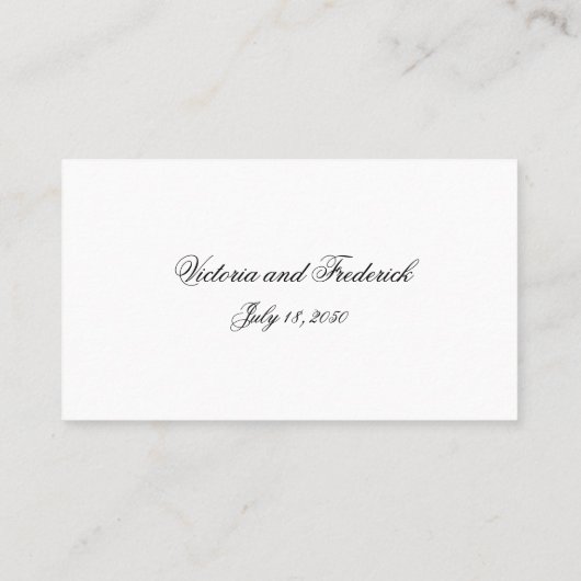 黒伝統的白エレガフォーマルントウェディング プレイスカード (裏面)