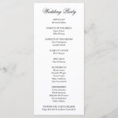 黒伝統的白エレガフォーマルントウェディング プログラム (裏面)