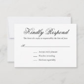 黒伝統的白エレガフォーマルントウェディング 出欠カード (正面)