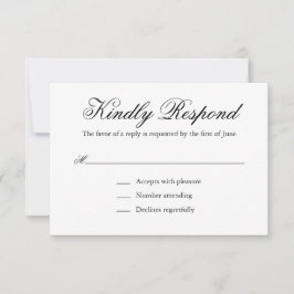 黒伝統的白エレガフォーマルントウェディング 出欠カード