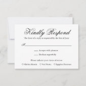 黒伝統的白エレガフォーマルントウェディング 出欠カード (正面)