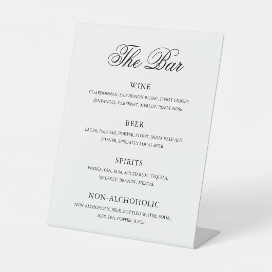 黒伝統的白エレガフォーマルントウェディング 台座サイン (正面)