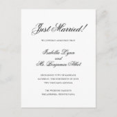 黒伝統的白エレガフォーマルントウェディング 案内ポストカード (正面)