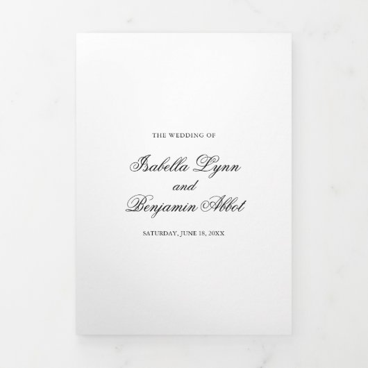 黒伝統的白クラシックフォーマル結婚の 三つ折り招待状 (カバー)