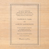 黒伝統的白タイムレス結婚ズ アクリル招待状 (正面)