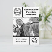 黒伝統的白–3x5卒業招待状 招待状 (スタンド正面)