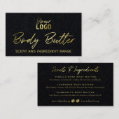 黒体お洒落バターの具と金ゴールド文字 名刺 (正面/裏面)