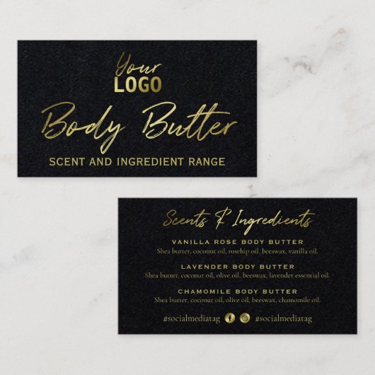 黒体お洒落バターの具と金ゴールド文字 名刺 (正面/裏面)
