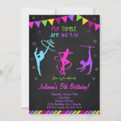 黒体操カラフル誕生日招待状 招待状 (正面)