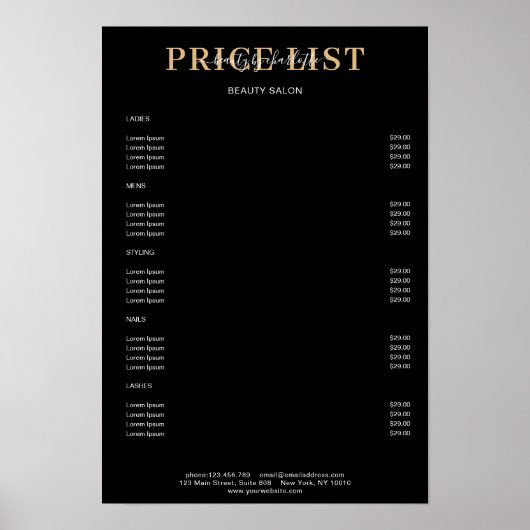 黒価モダン値一覧ポスター ポスター (正面)