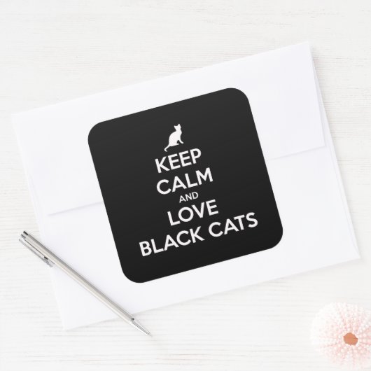 黒保猫を愛する スクエアシール (封筒)