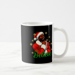 黒信じサンタクロースChristmas African Americ コーヒーマグカップ