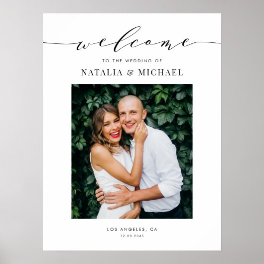 黒優美なスクリプ結婚トの写真デザイン ポスター (正面)