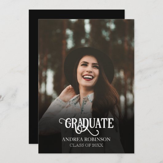 黒写真の卒業 招待状 (正面/裏面)