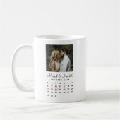 黒写真エレガントの結婚記念日カレンダー コーヒーマグカップ (左)