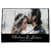 黒写真エレガント書名記念日 ラージペーパーバッグ (正面)