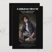 黒写真ミニマル写真卒業パーティー 招待状 (正面/裏面)