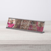 黒写真モダンコラージュ文字の書名 デスクネームプレート (正面)