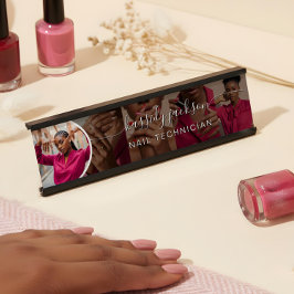 黒写真モダンコラージュ文字の書名 デスクネームプレート