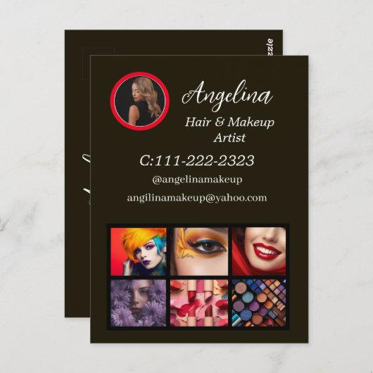 黒写真モダンメイクアップアーティスト ポストカード (正面/裏面)