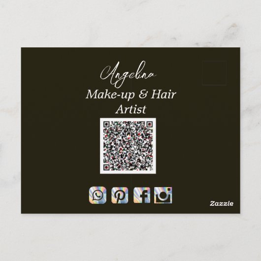 黒写真モダンメイクアップアーティスト ポストカード (裏面)