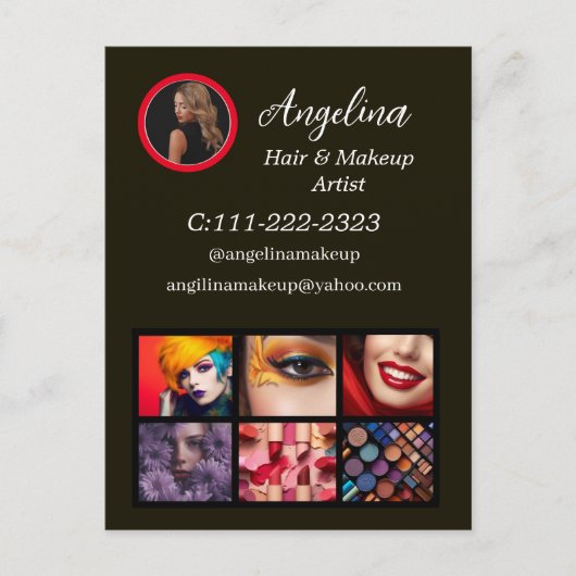 黒写真モダンメイクアップアーティスト ポストカード (正面)