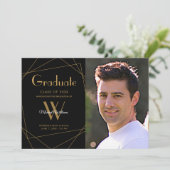 黒写真モダンモノグラム幾何学卒業 案内状 (スタンド正面)