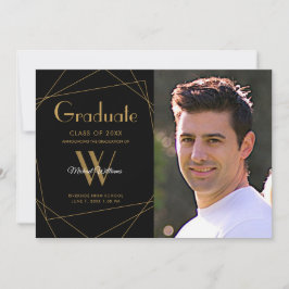 黒写真モダンモノグラム幾何学卒業 案内状