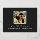 黒写真モダン卒業発表 箔招待状 (裏面)