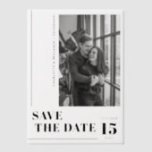 黒写真モダン日付の保存 ベラム紙招待状 (正面)