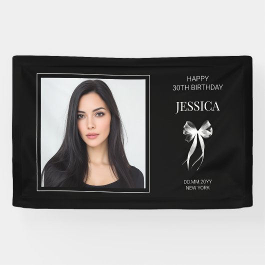 黒写真モダン30歳おめでとう30歳 横断幕 (横)
