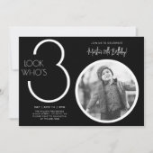 黒写真モダン30歳の誕生日招待状 招待状 (正面)