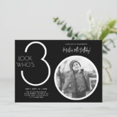 黒写真モダン30歳の誕生日招待状 招待状 (スタンド正面)