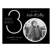 黒写真モダン30th Birthday Welcome Sign ポスター (正面)