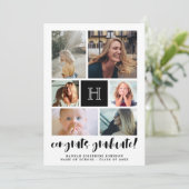 黒写真モノグラムのコラージュおめでとう卒業 案内状 (スタンド正面)