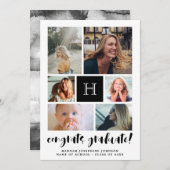 黒写真モノグラムのコラージュおめでとう卒業 案内状 (正面/裏面)