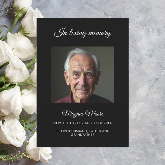 黒写真葬式プログラムカード 招待状