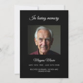 黒写真葬式プログラムカード 招待状 (正面)