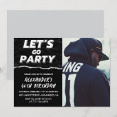 黒写真46th誕生日招待状メンズ 招待状 (正面/裏面)