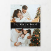 黒写真What A Year Holiday Tri Fold Card 三つ折り招待状 (カバー)